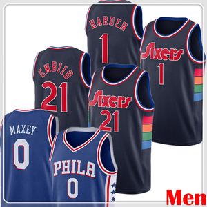 1 Jame man Harden Jersey joel 21 embiid Allen 3 Iverson قمصان كرة السلة Tyrese 0 Maxey بيع بالجملة عالي الجودة