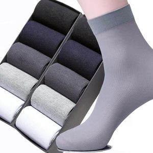 Men's Socks 10pairs Bamboo Fiber Thin Women Men Summer Stripe Breathable Middle Tube Sock Silk Sports Leather Shoes SocksMen's