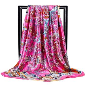Flores de flores vintage Bandanas quadradas xales quadrados 90x90cm Kerchief Four Seasons Fashion Silk Salpings