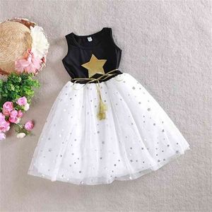 Children Girls Dress Baby Gold Star A-line Princess Dress Party Dress Kids Clothes Birthday Gift 210329