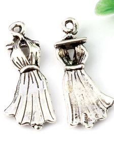 250 pendenti con ciondoli per abiti in lega d'argento antico per gioielli che fanno risultati 10,5 x 26 mm