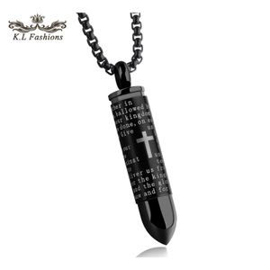 Pendant Necklaces Necklace For Men Engraved Cross Lord Bible Prayer English Letter Stainless Steel Jewelry Cremation Drop Delivery Pe Dhzvh
