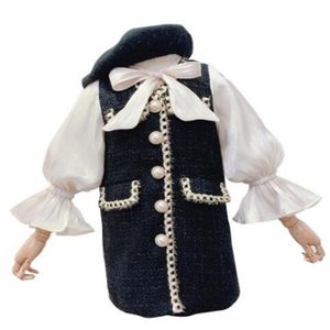 ファッション子供女の子のドレス春の夏の長袖子供赤ちゃんの王女の弓ドレスウールの布のスプライシングコート