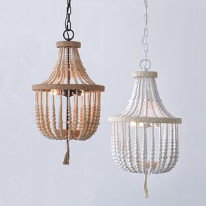 Pendant Lamps American Country Wooden Bead Decoration Chandelier Entrance Bedroom Dining Room Study Staircase LampPendant
