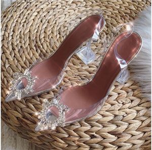 Women dress shoes fashion top quality comfortable pointed toe high thin heel transparent rhinestone sexy popular beauty non slip versatile shoes V72705