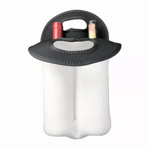 Maniglia per il trasporto sicura Sublimazione Portabottiglie per vino Borsa termica Neoprene Due maniche per bottiglie Portabottiglie Borse per protettore Lattine di birra Champagne Bottiglie d'acqua da viaggio