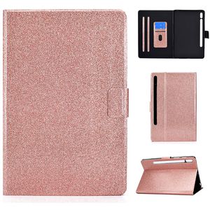 Tablet Väska till Samsung Tab S7 T870 S8 X700 x706 Glitter Bling PU Läder Plånbok Stativ Skal