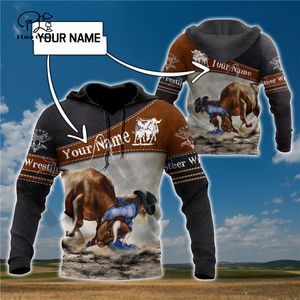 PLSTAR COSMOS 3DPRINT EST Nome personalizado Bull Riding único unissex homens homens hrajuku streetwear moletom zip sorthirt w 1 220713