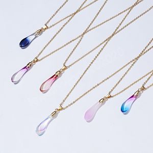 Fashion Opal Water Drop Pendant Necklaces Women Creative Necklace With Paper Card Gifts