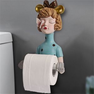 26.5cm Nordic Yaratıcı Kız Tuvalet Kağıdı Tutucu Reçine Rolling Doku Dispenser Banyo Dektörleri Ev Dekorasyonu 220622