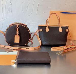 3 stycken designer väskor kvinnor kedja axelväska flip handväskor mode hink väska shopping totes lyx läder korskropp plånbok byte kreditkort paket