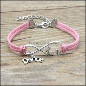 Braccialetti con ciondoli Gioielli Luxury Dance Letter Regolabile Infinity Love Wish Veet Rope Wrap Bangle Per le donne Ragazza Fashion Simple Diy Drop Deliv