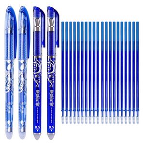 Erasable Pen Set 05mm Needle Tip Gel Ink Pennor Påfyllningar Rodar Skriv Radera tvättbart handtag för skolkontorsleveranser 220714