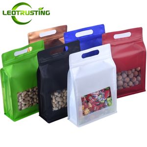 50st 3D Portable tjockt plastfönster ZIP WIDEN Botten återförslutningsbart mellanmål Spice Sugar Party Gift Packaging Pouches 220427