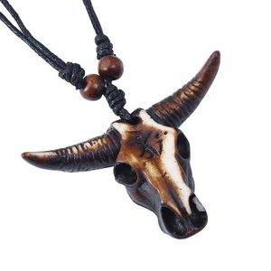 Collane della testa di mucca retrò Art Animal Testa Pendente La collana di gioielli di moda per donne uomini decorazioni per la casa