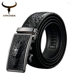 Bälten 2022 Ankomst Luxury Cow Leather for Men Good Alligator Pattern Automatic Buckle Mens Belt Original EY02Belt Forb22