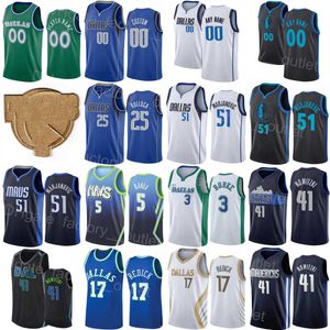 Finał Man Kids Women Drukowane koszykówkę Reggie Bullock Jersey 25 Trey Burke 3 Dirk Nowitzki 41 Maxi Kleber 42 Boban Marjanovic 51