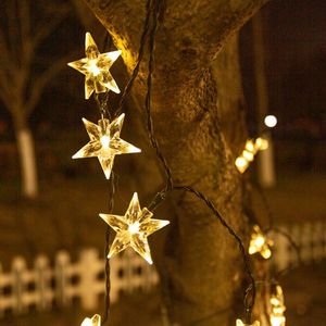 Strängar LED Solar Power Star Fairy Christmas Lights String Outdoor Waterproof Garden Festoon Year's Garland Party Holiday Decorationled