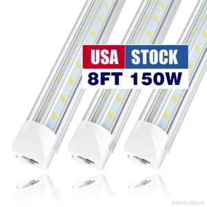 JESLED 8Ft Led Shop Lights ,8 feet Cooler Door Freezer LEDS Tubes Lighting Fixture ,SMD 5730, 4ft 75W V Shape Fluorescent Clear Cover Linkable Surface Mount Light, 24pcs