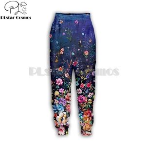Plstar kosmos märke mode man/kvinnliga joggar byxor målar blommor 3d tryckt streetwear casual byxor hy-0879 201128
