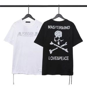 Męskie koszulki letni styl Mastermind World Hole T-shirt jakość ponadgabarytowych nadruk z czaszką Tee topy MMJ mężczyźni kobiety koszulka z krótkim rękawem męska