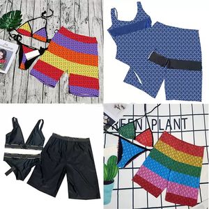 Trendy Couple Summer Swimwear Swimsuit Men Swimming Trucks Textile Sports Beach Pants Women Bathing Suits For Couples Wear