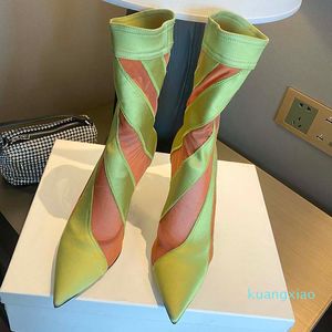 Designer Classic Boots for Women Poysed Stiletto Stitching Heel höjd 10,5 cm 2022 Kvinna