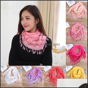 Scarves Wraps Hats Gloves Fashion Accessories Autumn Triangle Lace Scarf Women Bandage Floral Shawl For Tassel Sequin Knit Veil Embroider
