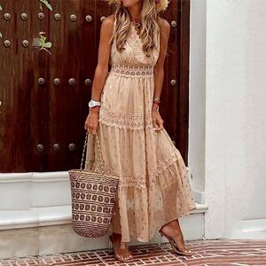 Women's Swimwear Vacation Dress Gold Polka Dot Women Beach Chiffon Swim Suit Cover Up Capes Outing Sarong Tunics Lady Holiday BeachwearWomen