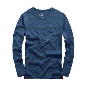 2021 Spring Men's Vintage Solid Bamboo Algodão de algodão longa T-shirts masculina camisetas casuais tshirts confortáveis ​​tops de algodão macio t220808
