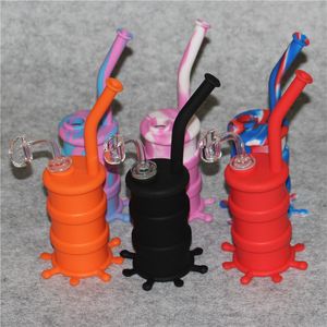 Hot selling Silicone Hookah Water Bongs Silicon Oil Dab Rigs Water Pipes With Clear 4mm 14mm Male Thickness Quartz Nails