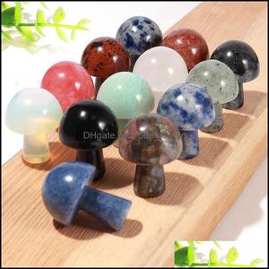 Stone Loose Beads Jewelry Mini Mushroom Gemstones Figurine Natural Carved Crafts Decor Quartz Healing Crystal Statue Ornament Drop Delivery