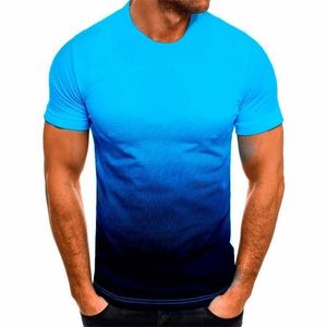 Summer Fashion Men s Gradient Short Sleeve Round Neck T Shirt Comfortable Unique Solid Color Simple Design 220712