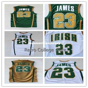 高校＃23ジェームズジャージーメンズアイリッシュジャージーステッチバスケットボールジャージーXS-6XLベストジャージNCAA