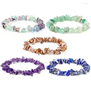 Fili di perline Irregolare Chakra di cristallo naturale Pietra Bracciale schiacciato colorato Gioielli fatti a mano che fanno corda elastica Inte22 femminile