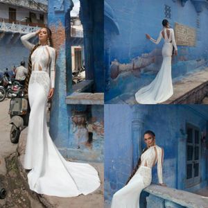 Lior Charchy India Wedding Dresses abiti da sposa Jewel Neck Long Sleeve Mermaid Bridal Gown Special Cut Plus Size Beach Wedding D257A
