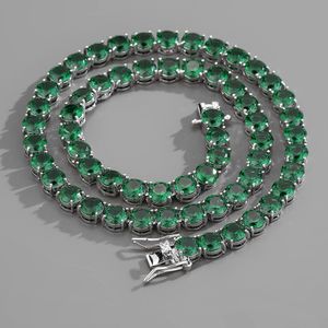 Hop New Hip Halskette Mode Charme Schmuck Schmuck Bling aus 7 mm Emerald Zirkon Kubaner Tennis Kette Kette Chokers für Frauen Partygeschenke