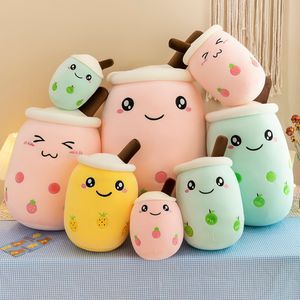 24 cm carino morbido Boba tè al latte peluche morbido ripieno mela rosa gusto fragola latte-tè abbraccio cuscino palle cuscino tazza di tè Boba