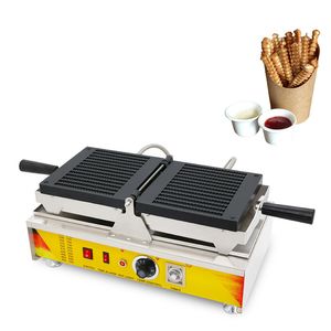 BEIJAMEI Bastoncini lunghi commerciali Twist Shape Waffle Maker Machine Street Food Snack Patatine fritte a forma di Waffle Making