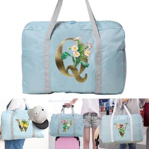 Duffel Bags Large Capacity Storage Foldable Nylon Travel Bag Organizers Unisex Luggage Women Handbags Golden Flower Series BagDuffel