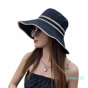 Cappelli a tesa larga estivi per le donne Cappello da sole pieghevole da spiaggia Visiera grande Protezione solare Berretto floscio Cappellino anti-UV da esterno femminileLargo