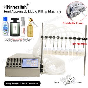 0,5 ml-500 ml/min peristaltisk pumpflaskvattenfyllningsmaskin flytande injektionsflaskan fyllmedel dryck dricka oljeparfym med 10 huvuden