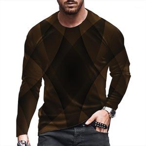 T-shirt da uomo 2022 T-shirt a maniche lunghe autunno/inverno Moda O-collo Stampa grafica geometrica 3D Stile giovanile Casual Slim Top Uomo oversize