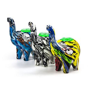 Elephant Pattern Oil Burner Pipe 4.9 inch Silicone Tobacco Bubbler Water Pipes Multiple Colors Dry Herb Oil Burners Dab Rigs Bongs