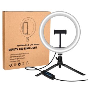 Amazon Top 1 10 polegadas de preenchimento de telefone leve Stand beleza selfie luz 3 cores Luzes de anel vivo