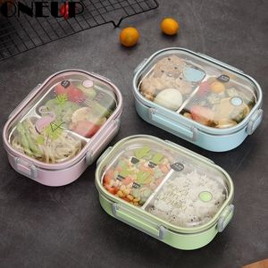 ONEUP Tragbare japanische Lunchbox aus Edelstahl 304 mit Fächern, Geschirr, Bento für Kinder, mikrowellengeeignet, Y200429