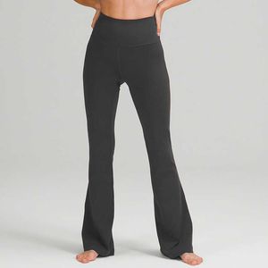 L-06 Pantalones acampanados de yoga de cintura alta para mujer Pantalones deportivos de pierna ancha Color sólido Caderas delgadas Medias de baile sueltas Damas Gimnasio Tallas grandes Leggings Pantalones de chándal para correr