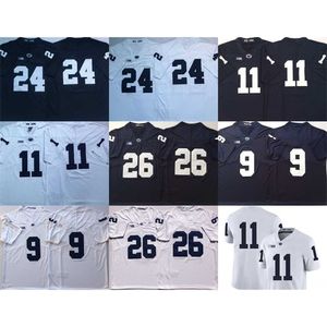 Xflsp Maglia Penn State Nittany Lions 26 Saquon Barkley 11 Micah Parsons 24 Miles Sanders 9 Trace McSorley Navy Blue White Stitched mens
