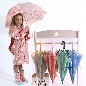 Przezroczysty długi uchwyt kreskówkowy Parrelas Parasle Dzieci S Rain Parrella Karta przeciwsłoneczna Parasol Boy Girl Outdoor Rain Gear 210320