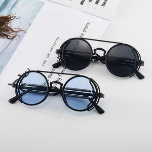 Sunglasses Punk Steampunk Retro Mens Brand Designer Round Eyewear Gothic Style Products Women UV400 SunglassesSunglasses 2024